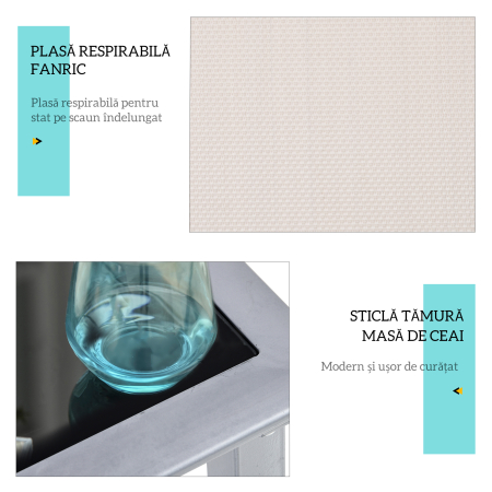  Set de 2 sezlonguri si Masuta cu Blat din Sticla, 59x169x66 cm, Crem [5]