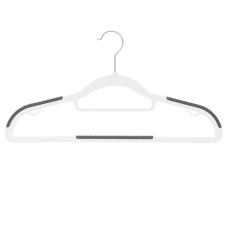 Set de 20 de umerase antiderapante pentru haine, din PE, cu carlig metalic rotativ, 41 cm, alb si gri [10]