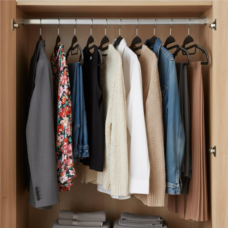 Set de 20 de umerase antiderapante pentru haine, din PE, cu carlig metalic rotativ, 41 cm, negru si gri [4]