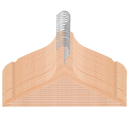 Set de 20 de umerase din lemn cu carlig rotativ 360°, 43x21 cm, maro [14]