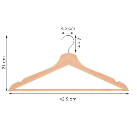 Set de 20 de umerase din lemn cu carlig rotativ 360°, 43x21 cm, maro [18]