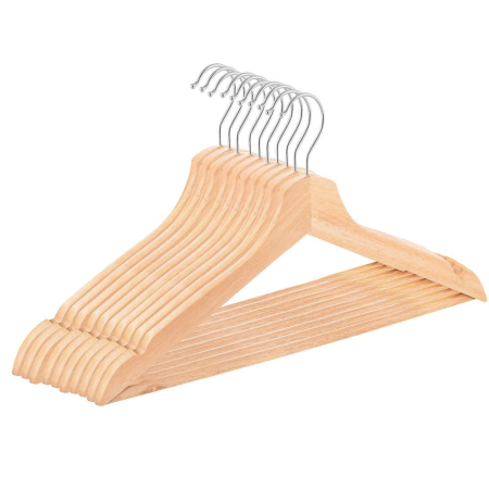 Set de 20 de umerase din lemn cu carlig rotativ 360°, 43x21 cm, maro [20]