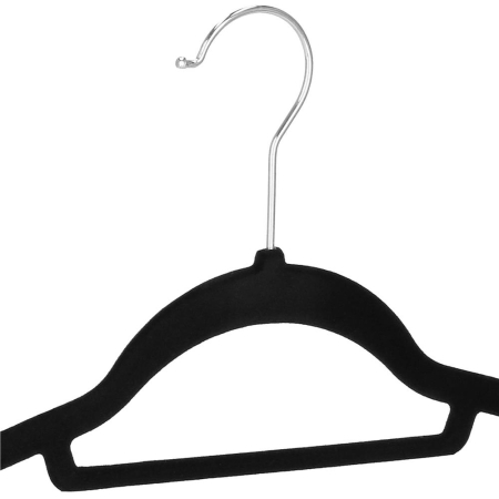 Set de 20 de umerase din velur cu carlig rotativ 360°, 45x23 cm, negru [6]