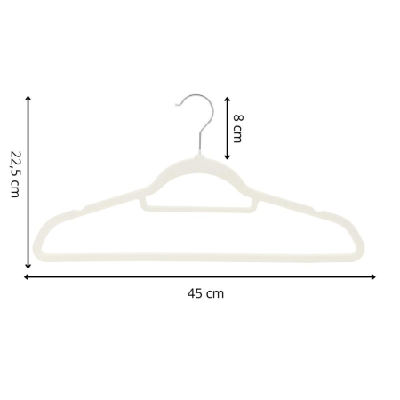 Set de 20 de umerase pentru haine, din velur, cu carlig rotativ, 45x23 cm, ecru [11]