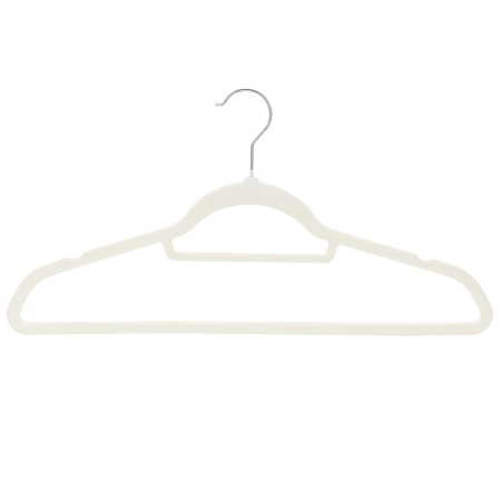 Set de 20 de umerase pentru haine, din velur, cu carlig rotativ, 45x23 cm, ecru [10]