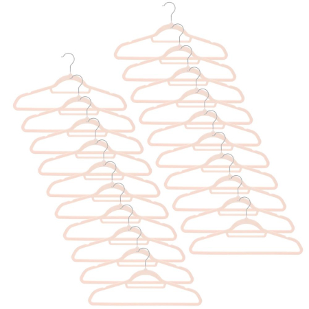 Set de 20 de umerase pentru haine, din velur, cu carlig rotativ, 45x23 cm, roz [2]