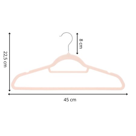 Set de 20 de umerase pentru haine, din velur, cu carlig rotativ, 45x23 cm, roz [12]