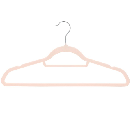 Set de 20 de umerase pentru haine, din velur, cu carlig rotativ, 45x23 cm, roz [11]