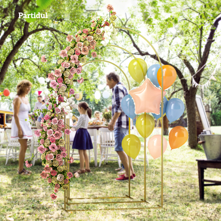  Set de 3 Arcade de Gradina pentru Nunti, 120x40x220 cm, Auriu [6]