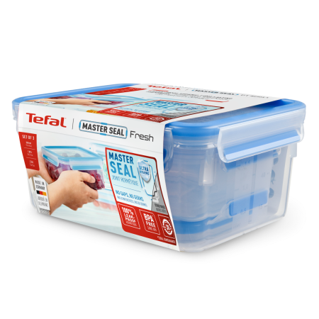 Set de 3 caserole MasterSeal Plastic K3028912, inchidere etans, 0.55 / 1 / 2.3 L, plastic, transparent [9]
