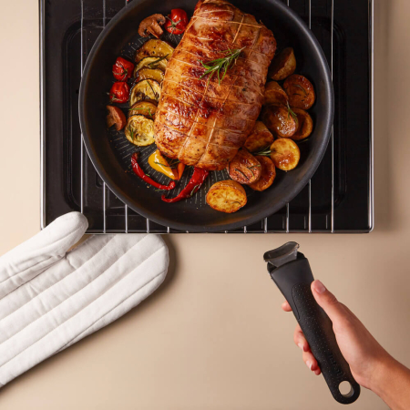 Set de 3 piese Tefal Ingenio Eco Resist L3979102, tigaie de 24/28 cm, maner detasabil, invelis antiaderent Titanium Anti-Scratch, indicator Therm [9]