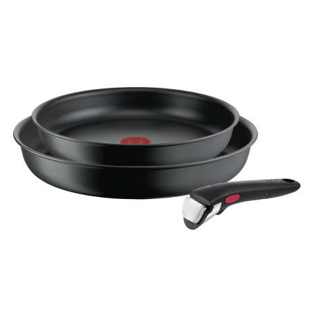 Tigai si seturi - Set de 3 piese Tefal Ingenio Ultimate L7649343, tigaie 22/26 cm, maner detasabil, invelis antiaderent Titanium, indicator Thermo-Signal™, baza Therm