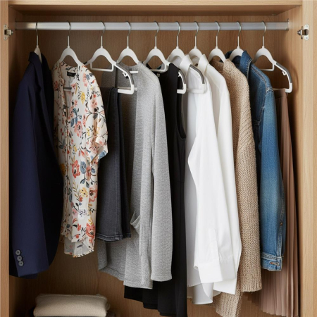 Set de 30 de umerase antiderapante pentru haine, din PE, cu carlig metalic rotativ, 41 cm, alb si gri [6]