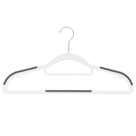 Set de 30 de umerase antiderapante pentru haine, din PE, cu carlig metalic rotativ, 41 cm, alb si gri [11]