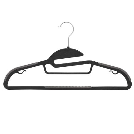 Set de 30 de umerase antiderapante pentru haine, din PE, cu carlig metalic rotativ, 41 cm, negru si gri [10]