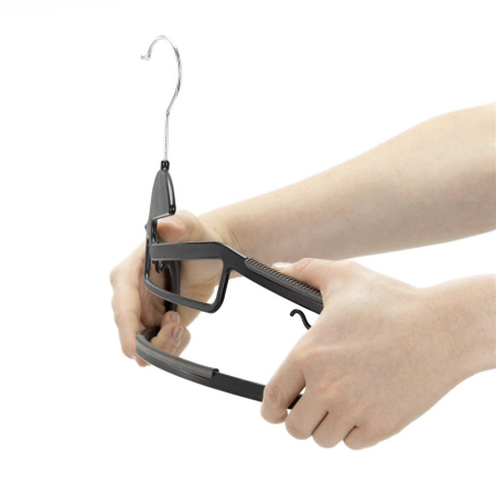 Set de 30 de umerase antiderapante pentru haine, din PE, cu carlig metalic rotativ, 41 cm, negru si gri [13]