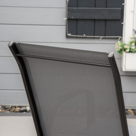  Set de 4 Scaune de Gradina Stivuibile, Scaune de Exterior cu Cotiere din Metal si tesatura Respirabila, 54x75.5x95 cm, Gri [6]