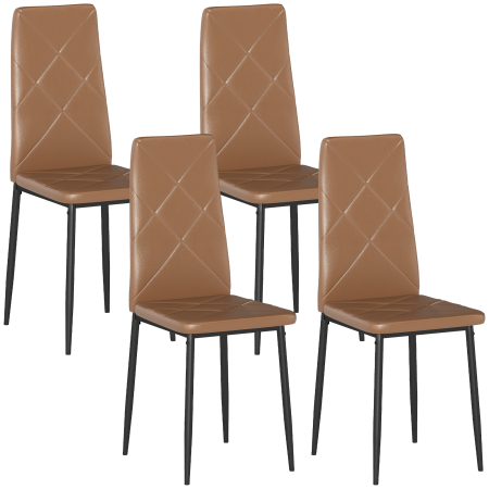 Bucatarie -  Set de 4 scaune de sufragerie cu spatar inalt, 41x50x97cm, maro