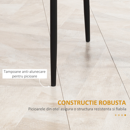  Set de 4 scaune de sufragerie cu spatar inalt, moderne din piele artificiala si otel, 41x50x97cm, negru [6]