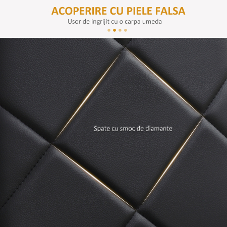  Set de 4 scaune de sufragerie cu spatar inalt, moderne din piele artificiala si otel, 41x50x97cm, negru [4]