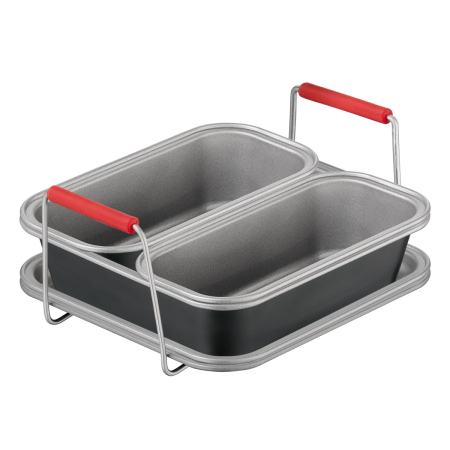 Set de 5 accesorii Tefal Dail'Easy J701S544 pentru friteuza de 4.6 L, invelis antiaderent, otel carbon, tava perforata cu manere, tava si 3 forme, neg [11]