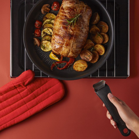 Set de 5 piese Ingenio Easy Cook & Clean L1539543, invelis antiaderent 100% sigur, Thermo-Signal™, baza Diffusion+, maner detasabil, aluminiu, [11]