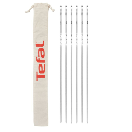 Ustensile bucatarie - Set de 6 frigarui XL din otel inoxidabil TEFAL K185S734, husa din bumbac