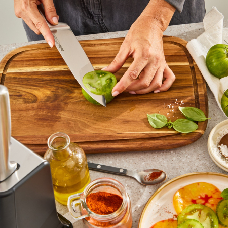 Set de 6 piese & suport Tefal Eversharp Pro K2977S44, inox german, maner ergonomic, sistem de ascutire integrat, negru & argintiu [15]