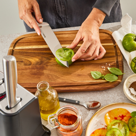 Set de 6 piese & suport Tefal Eversharp Pro K2977S44, inox german, maner ergonomic, sistem de ascutire integrat, negru & argintiu [2]
