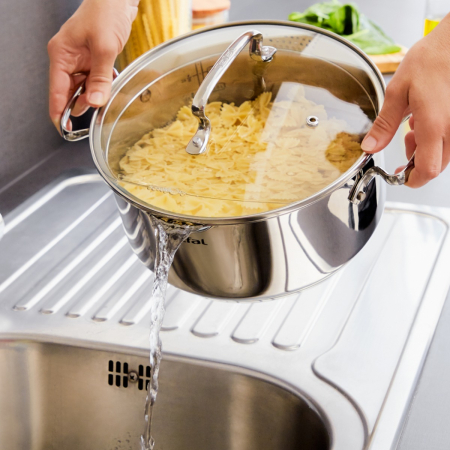Set de 6 piese Tefal Duetto+ G719S655, oale cu capac de sticla 20 / 24 cm, cratita cu capac de sticla 16 cm, inox, inductie, inox, manere nituite [5]