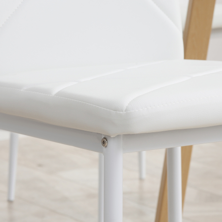  Set de 6 Scaune de Dining Moderne cu Spatar inalt din Piele Ecologica si Otel, 41x50x97 cm, Alb [8]