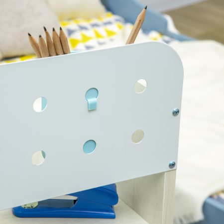  Set de birou si scaun cu inaltime reglabila Birou de scriere pentru copii masa de studiu pentru scoala cu raft, sertar, suport pentru stilouri, albastru [7]