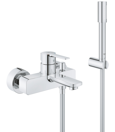 Baterii cada si dus - Set de cada Grohe 33850001, 1 bar, 66 mm, 1.25 m, 244 mm, 184 mm, 2 orificii instalare, 1 functii para dus, Crom