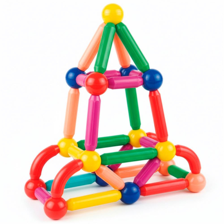 Set constructie tije bile magnetice educative copii 100 piese, structuri 3d, multicolor [12]