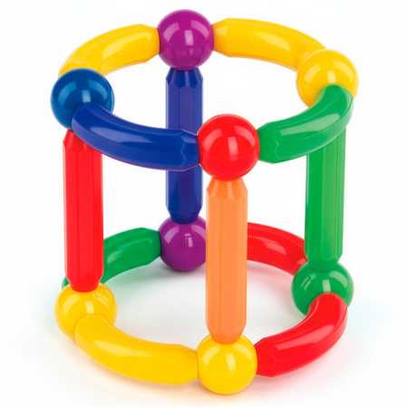 Set constructie tije bile magnetice educative copii 100 piese, structuri 3d, multicolor [11]