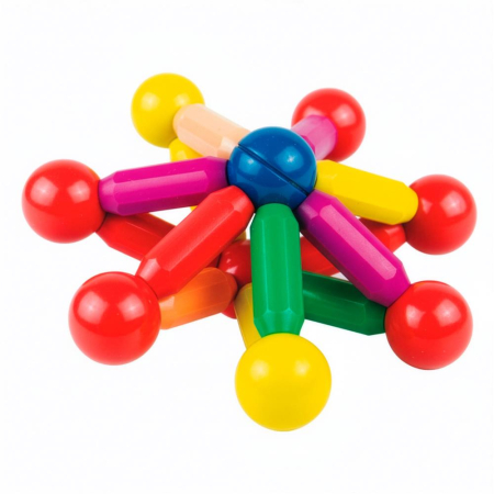 Set constructie tije bile magnetice educative copii 100 piese, structuri 3d, multicolor [15]