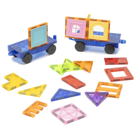 Set constructie cuburi magnetice educative copii 100 piese, forme geometrice, multicolor [1]