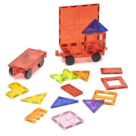Set constructie cuburi magnetice educative copii 120 piese, sasiu roti inclus, multicolor [6]