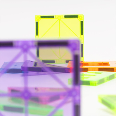 Set constructie cuburi magnetice educative copii 120 piese, sasiu roti inclus, multicolor [3]