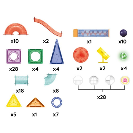 Set constructie cuburi magnetice pista bile led copii 134 piese, turn lift, multicolor [9]