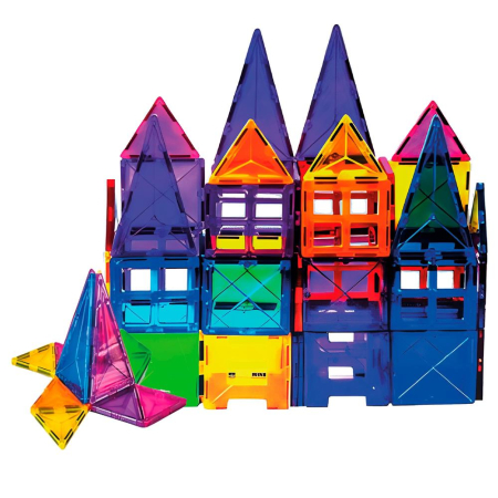 Dormitor & birou - Set constructie cuburi magnetice educative copii 48 piese, forme geometrice, multicolor