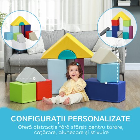  Set de Constructii Moi pentru Copii 1-3 Ani cu 11 Forme, 25x25x50 cm, Multicolor [4]