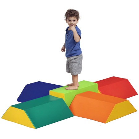 Dormitor & birou -  Set de Constructii Moi pentru Copii 1-3 Ani cu 5 Blocuri, 48.3x19.1x48.3 cm, Multicolor