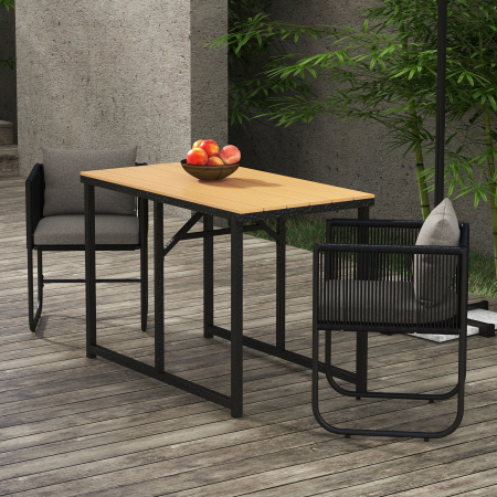  Set de dining din 3 piese din ratan pentru terasa, Masa [1]