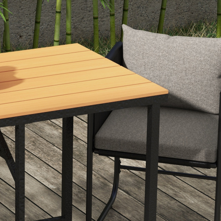  Set de dining din 3 piese din ratan pentru terasa, Masa [8]