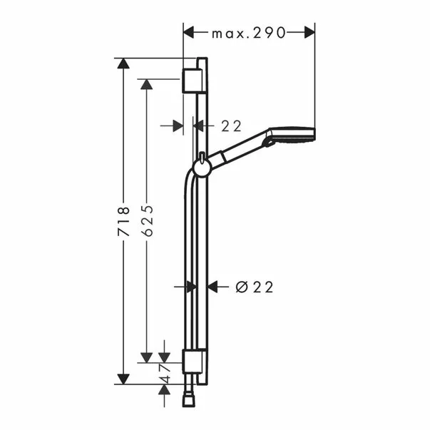 Set de dus cu bara 70 cm Hansgrohe Vernis Blend Vario 100 negru mat 2 functii [1]