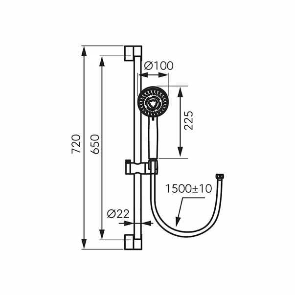 Set de dus Ferro Horn negru mat cu bara 65 cm [1]