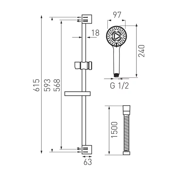 Set de dus Ferro Tutti cu bara si suport culisant crom [1]