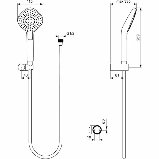 Set de dus Ideal Standard IdealRain Evo Diamond cu para dus 115 mm si agatatoare [1]