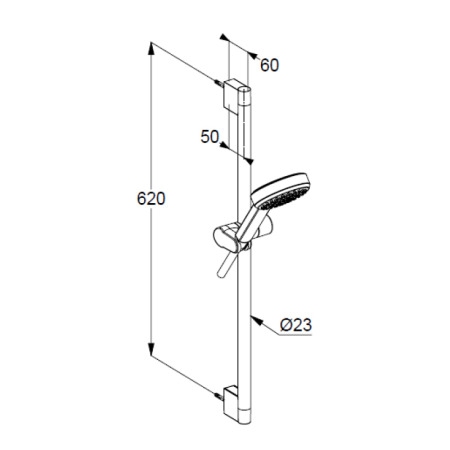 Set de duș, Kludi, sDive, cu pară 1S, bară de 60cm și furtun de 160cm, crom [1]